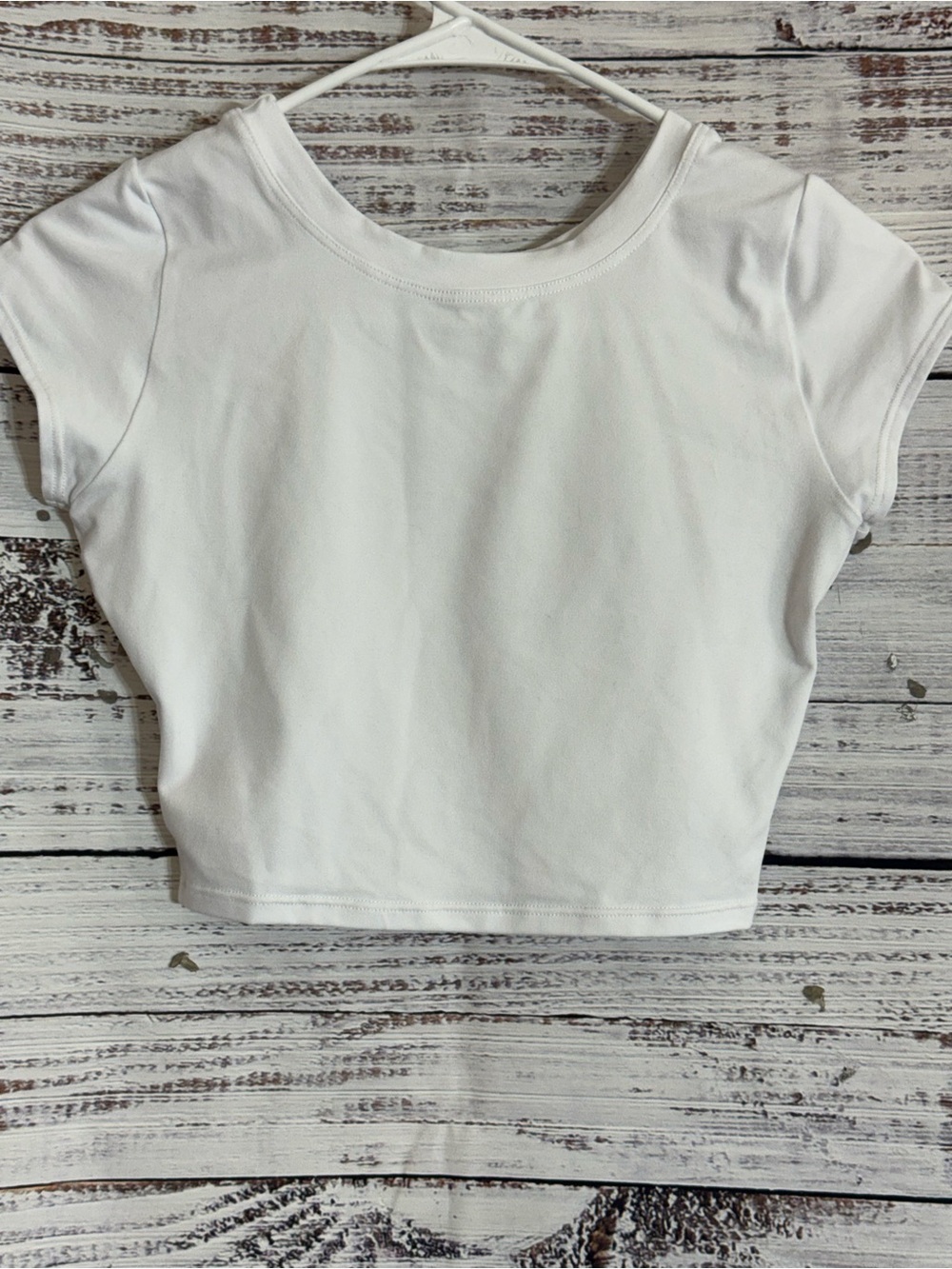 Bombshell Sportswear Top womens size XS White Crop Tee with Black Script Logo - Picture 3 of 8